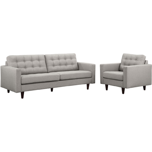 Empress Sofa & Arm chair Set in Light Gray Fabric