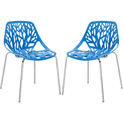 Stencil Dining Side Chair in Blue (Set of 2)