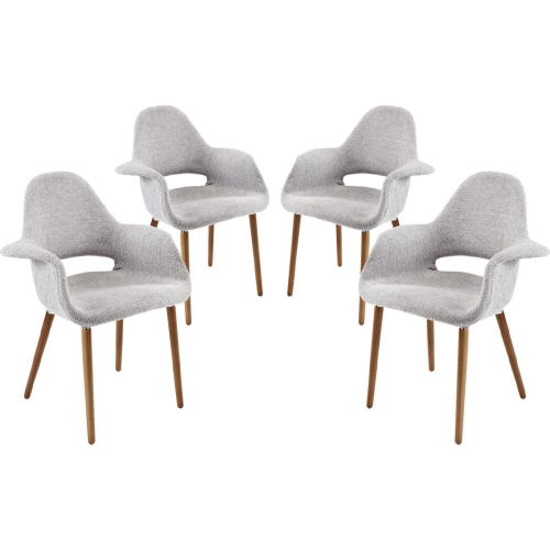 Aegis Dining Armchair in Light Gray on Wood Legs (Set of 4)