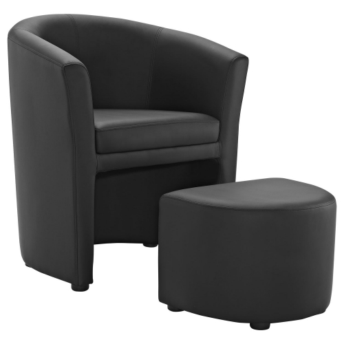 Divulge Armchair & Ottoman in Black Leatherette