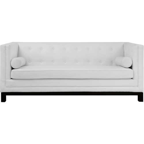 Imperial Sofa in White Tufted Leather w/ Pillows