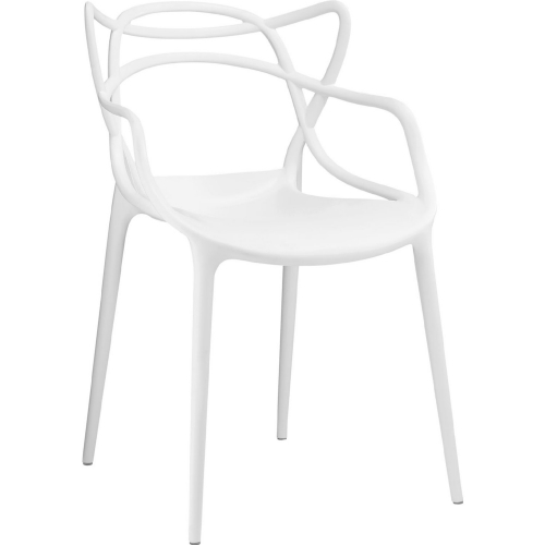 Entangled Dining Armchair in White Polypropylene w/ Open Pattern Back