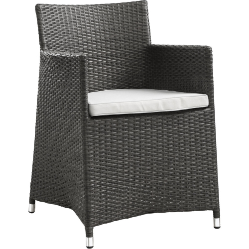 Junction Outdoor Patio Armchair in Brown w/ White Cushion