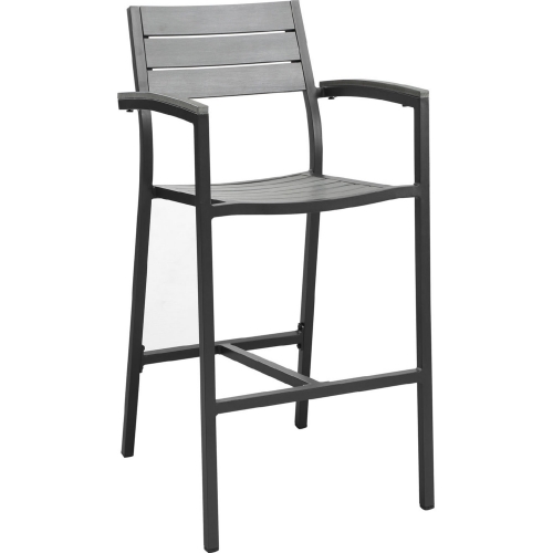 Maine Outdoor Patio Bar Stool in Brown Metal & Gray Polywood