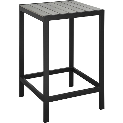 Maine Outdoor Patio Bar Table in Brown Metal & Gray Polywood