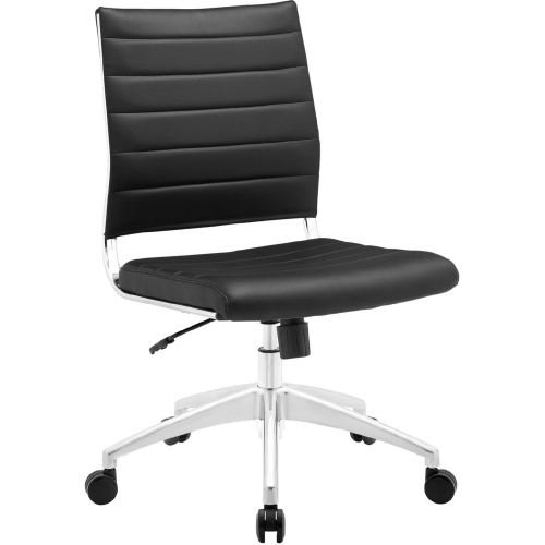 Jive Armless Mid Back Office Chair in Black Leatherette on Chrome Base