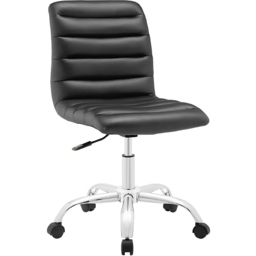 Ripple Mid Back Office Chair in Rippled Black Leatherette on Chrome