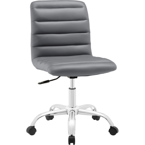 Ripple Mid Back Office Chair in Rippled Gray Leatherette on Chrome