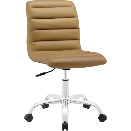 Ripple Mid Back Office Chair in Rippled Tan Leatherette on Chrome