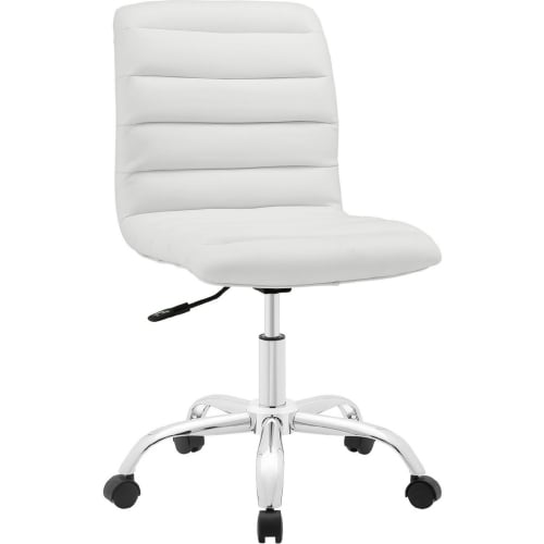 Ripple Mid Back Office Chair in Rippled White Leatherette on Chrome