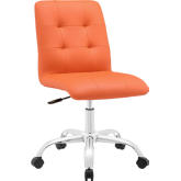 Prim Mid Back Office Chair in Orange Tufted Leatherette on Chrome Base