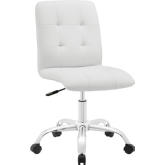 Prim Mid Back Office Chair in White Tufted Leatherette on Chrome Base