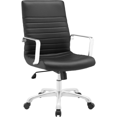 Finesse Mid Back Office Chair in Black Leatherette w/ Chrome Arms