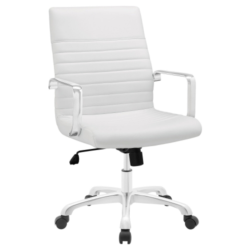 Finesse Mid Back Office Chair in White Leatherette w/ Chrome Arms