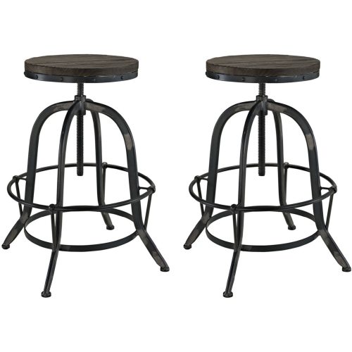 Collect Counter Stool w/ Pine Seat on Cast Iron Base in Black (Set of 2)