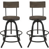 Procure Bar Stool w/ Pine Seat on Metal Base in Brown (Set of 2)