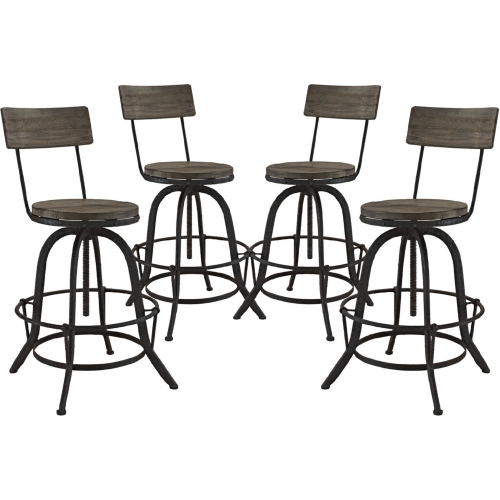 Procure Bar Stool w/ Pine Seat on Metal Base in Brown (Set of 4)