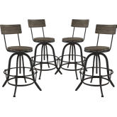 Procure Bar Stool w/ Pine Seat on Metal Base in Brown (Set of 4)