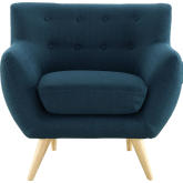 Remark Armchair in Tufted Azure Fabric w/ Natural Finish Wood Legs