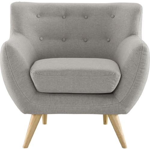 Remark Armchair in Tufted Light Gray Fabric w/ Natural Finish Wood Legs