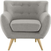 Remark Armchair in Tufted Light Gray Fabric w/ Natural Finish Wood Legs