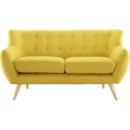 Remark Loveseat in Tufted Sunny Fabric w/ Natural Finish Wood Legs