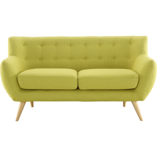 Remark Loveseat in Tufted Wheatgrass Fabric w/ Natural Finish Wood Legs