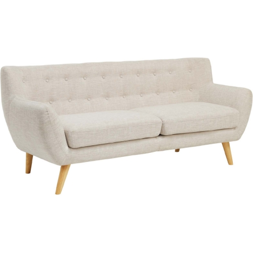 Remark Sofa in Tufted Beige Fabric on Wood Legs