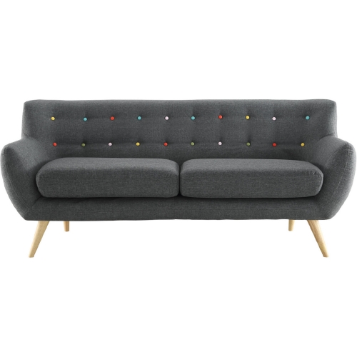 Remark Sofa in Tufted Gray Fabric w/ Natural Finish Wood Legs