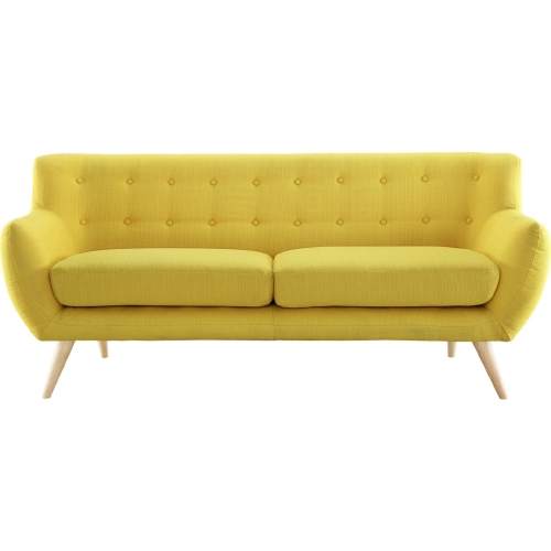 Remark Sofa in Tufted Sunny Fabric w/ Natural Finish Wood Legs