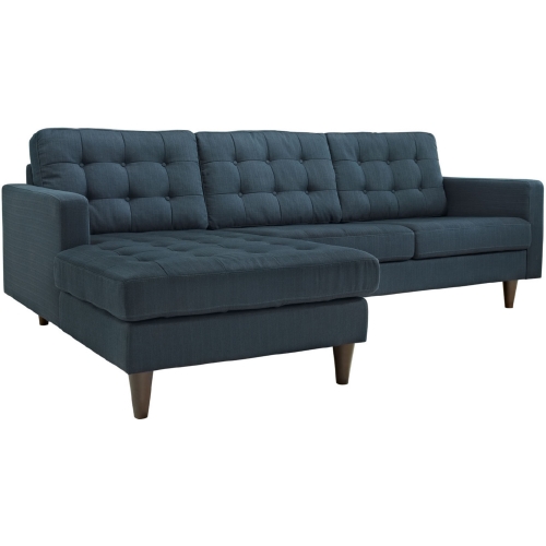 Empress Left Facing Chaise Sectional Sofa in Tufted Azure Fabric