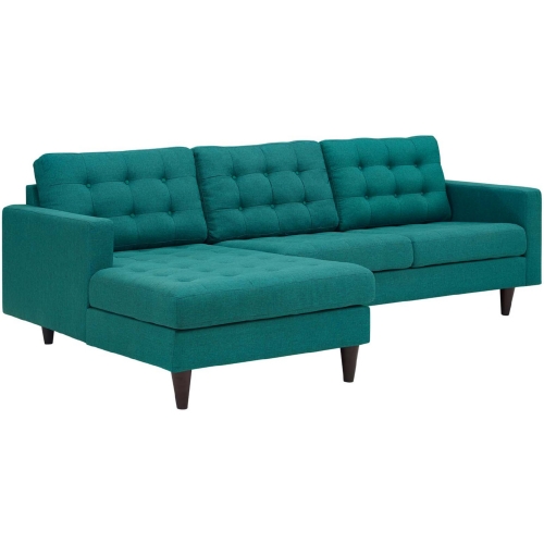 Empress Left Facing Chaise Sectional Sofa in Teal Beige Fabric