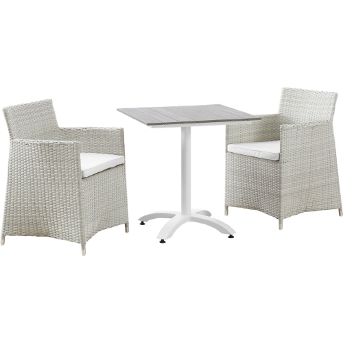 Junction 3 Piece Outdoor Patio Dining Set in White Poly Rattan