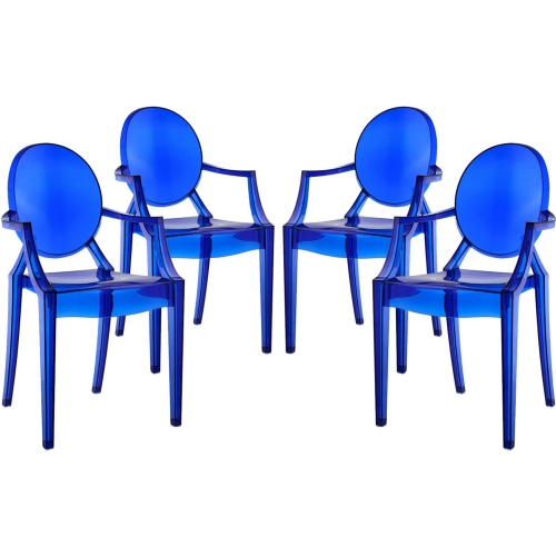 Casper Dining Armchairs in Blue Polycarbonate (Set of 4)