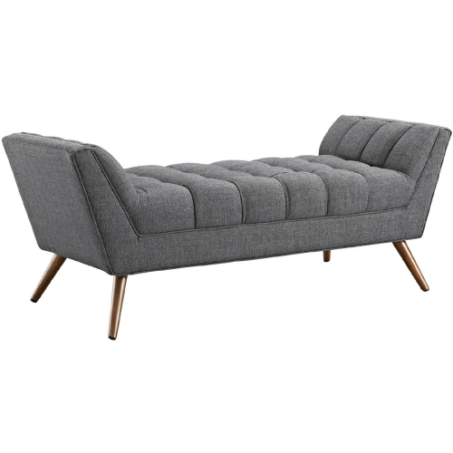 Response Medium Fabric Bench in Tufted Gray w/ Walnut Finished Legs