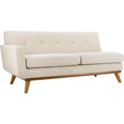 Engage Right Arm Loveseat in Tufted Beige Fabric