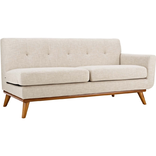 Engage Left Arm Loveseat in Tufted Beige Fabric