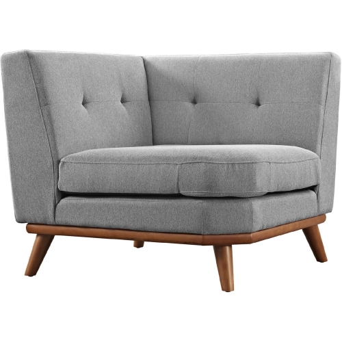 Engage Corner Modular Sofa Section Section in Expectation Gray Fabric & Cherry Finished Legs