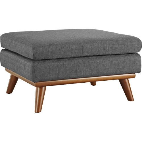 Engage Ottoman in Gray Fabric on Cherry Finished Legs