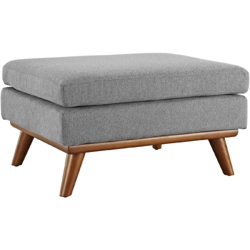 Engage Ottoman in Expectation Gray Fabric on Cherry Finished Legs