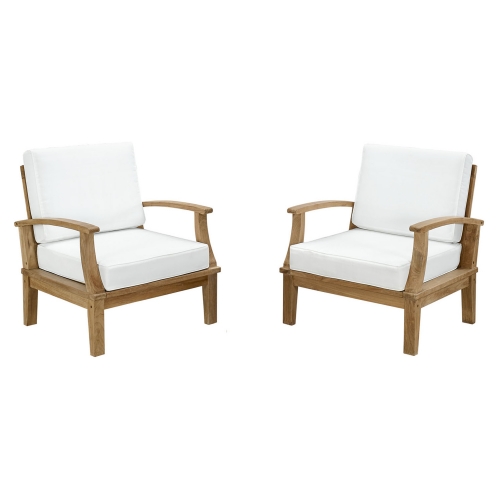 Marina 2 Piece Outdoor Sofa Set in Teak & White