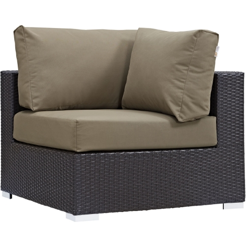 Convene Outdoor Patio Corner Section in Espresso w/ Mocha Cushion