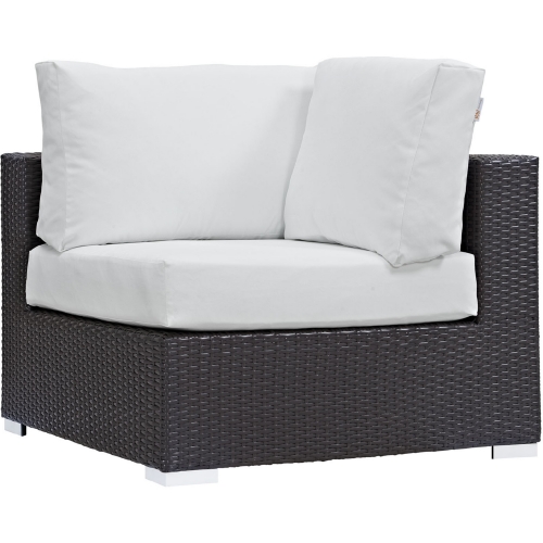 Convene Outdoor Patio Corner Section in Espresso w/ White Cushion