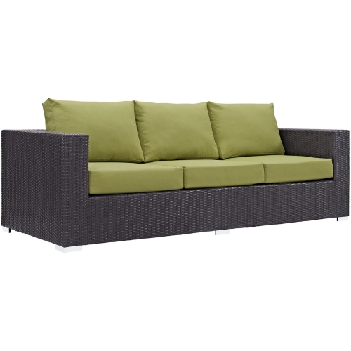 Convene Outdoor Patio Sofa in Espresso w/ Peridot Cushion