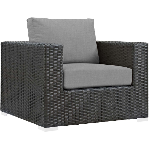 Sojourn Outdoor Sunbrella &reg; Armchair in Chocolate Poly Rattan & Gray