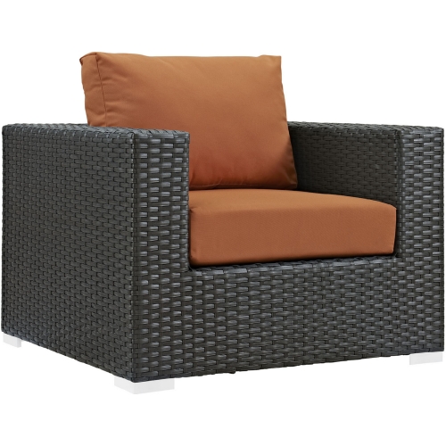 Sojourn Outdoor Patio Armchair in Poly Rattan w/ Tucson Sunbrella &reg Cushion