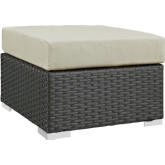 Sojourn Outdoor Patio Ottoman in Poly Rattan w/ Beige Sunbrella &reg Cushion