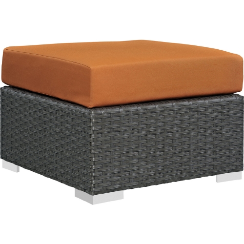 Sojourn Outdoor Patio Ottoman in Poly Rattan w/ Tuscan Sunbrella &reg Cushion