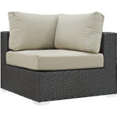 Sojourn Outdoor Patio Corner Sectional in Poly Rattan w/ Beige Sunbrella &reg Cushion