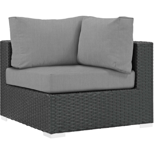 Sojourn Outdoor Sunbrella &reg; Sectional Corner in Chocolate Poly Rattan & Gray